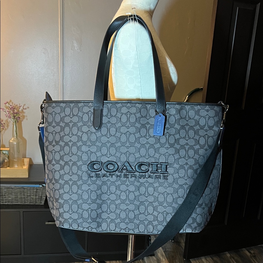 Coach Black and Gray Signature Tote